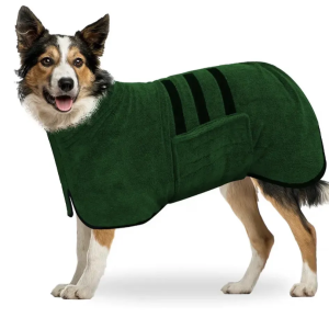 Dog Drying Coat Bathrobe Towel – Green (Large)
