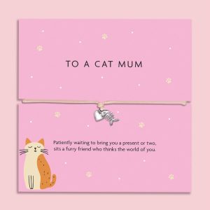 To a 'Cat Mum' Fish Bone Charm Bracelet