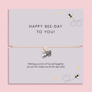 Bee Birthday Gift for Her | Happy Bee-Day Bracelet